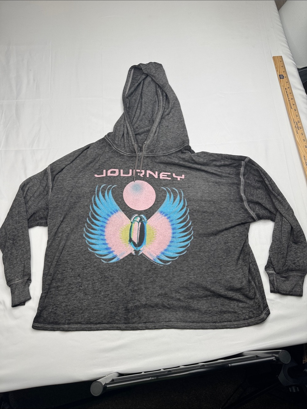 Journey Graphic burnout thin hoodie Charcoal with Pastel Wings womens size 4X